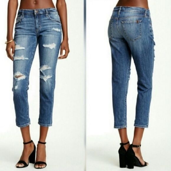 JOE'S Boyfriend Slim Crop Ripped Distressed Jeans in Kency Size 24 - Picture 1 of 15